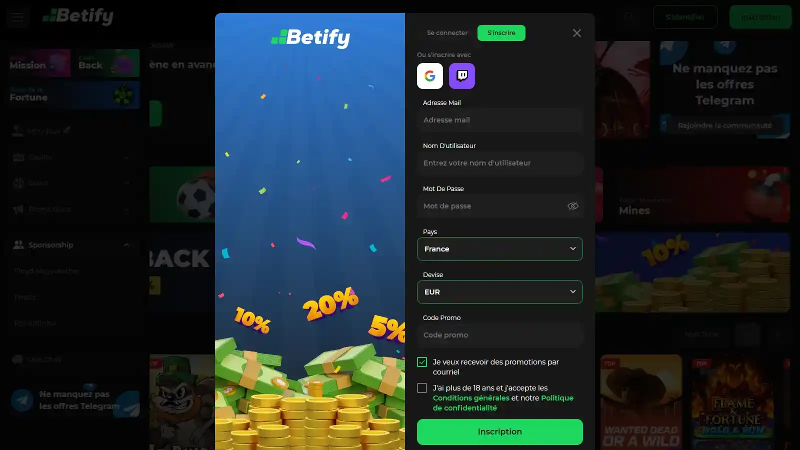 Betify connexion